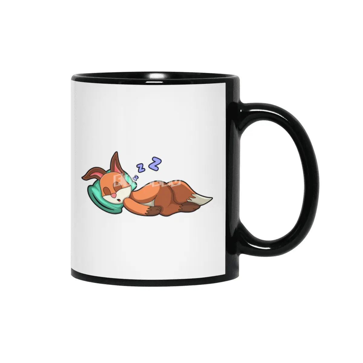 Fox at Sleeping with Pillow Siyah Kupa