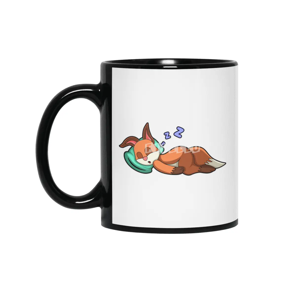 Fox at Sleeping with Pillow Siyah Kupa