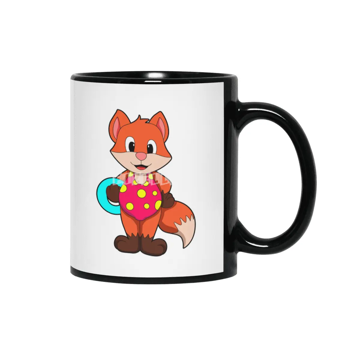 Fox at Swimming with Swim ring Siyah Kupa