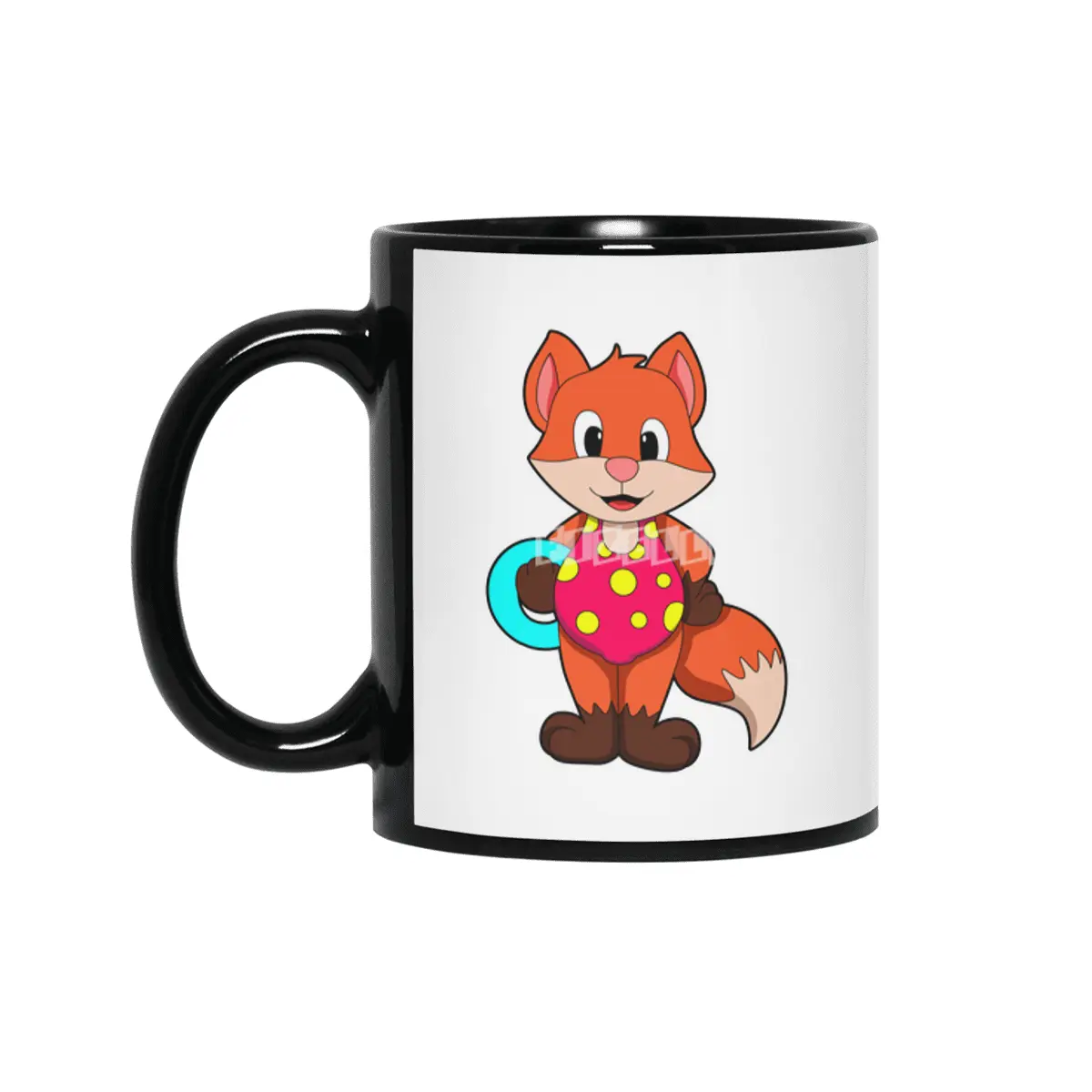 Fox at Swimming with Swim ring Siyah Kupa