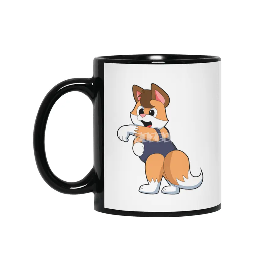 Fox at Swimming with Swimsuit Siyah Kupa