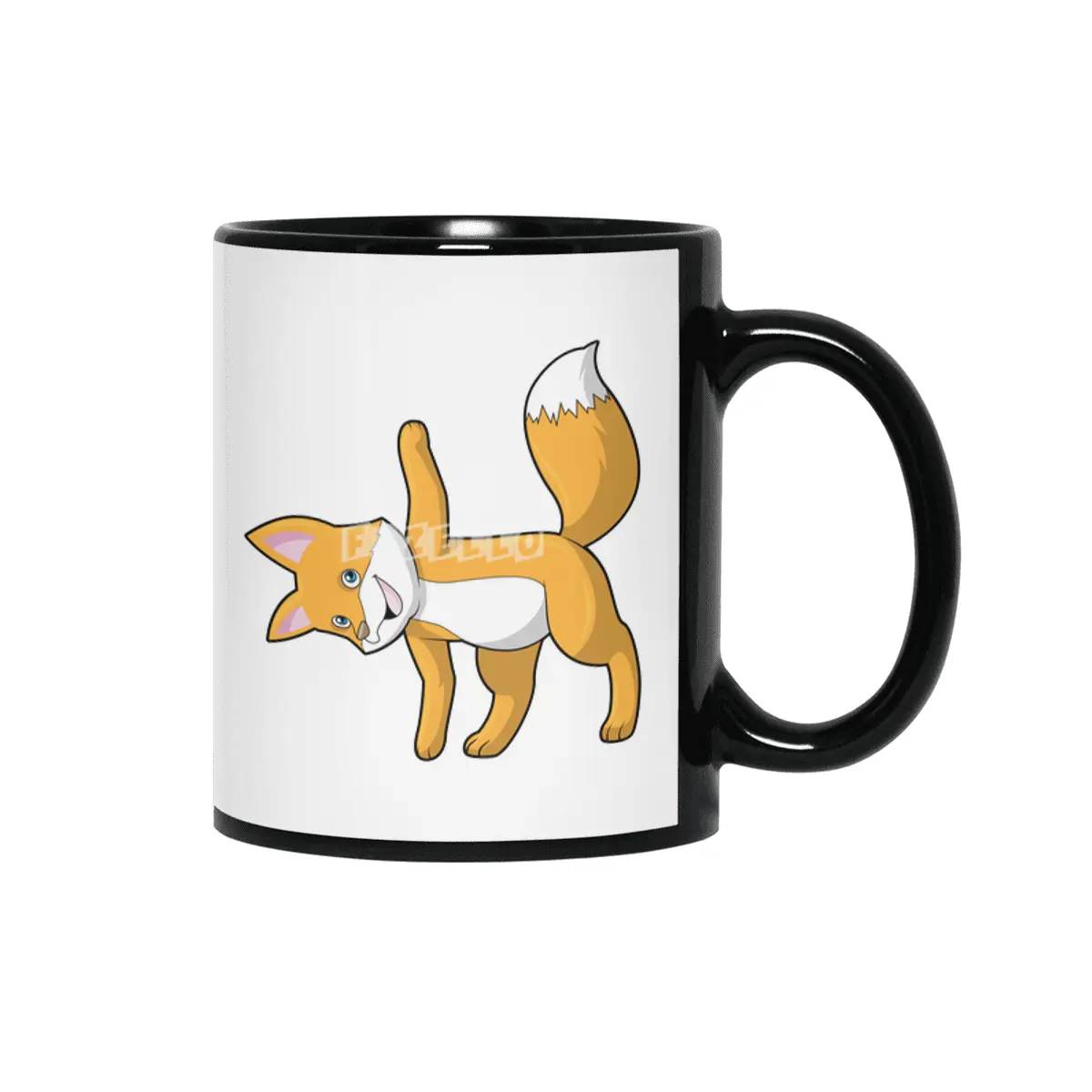 Fox at Yoga Stretching Siyah Kupa