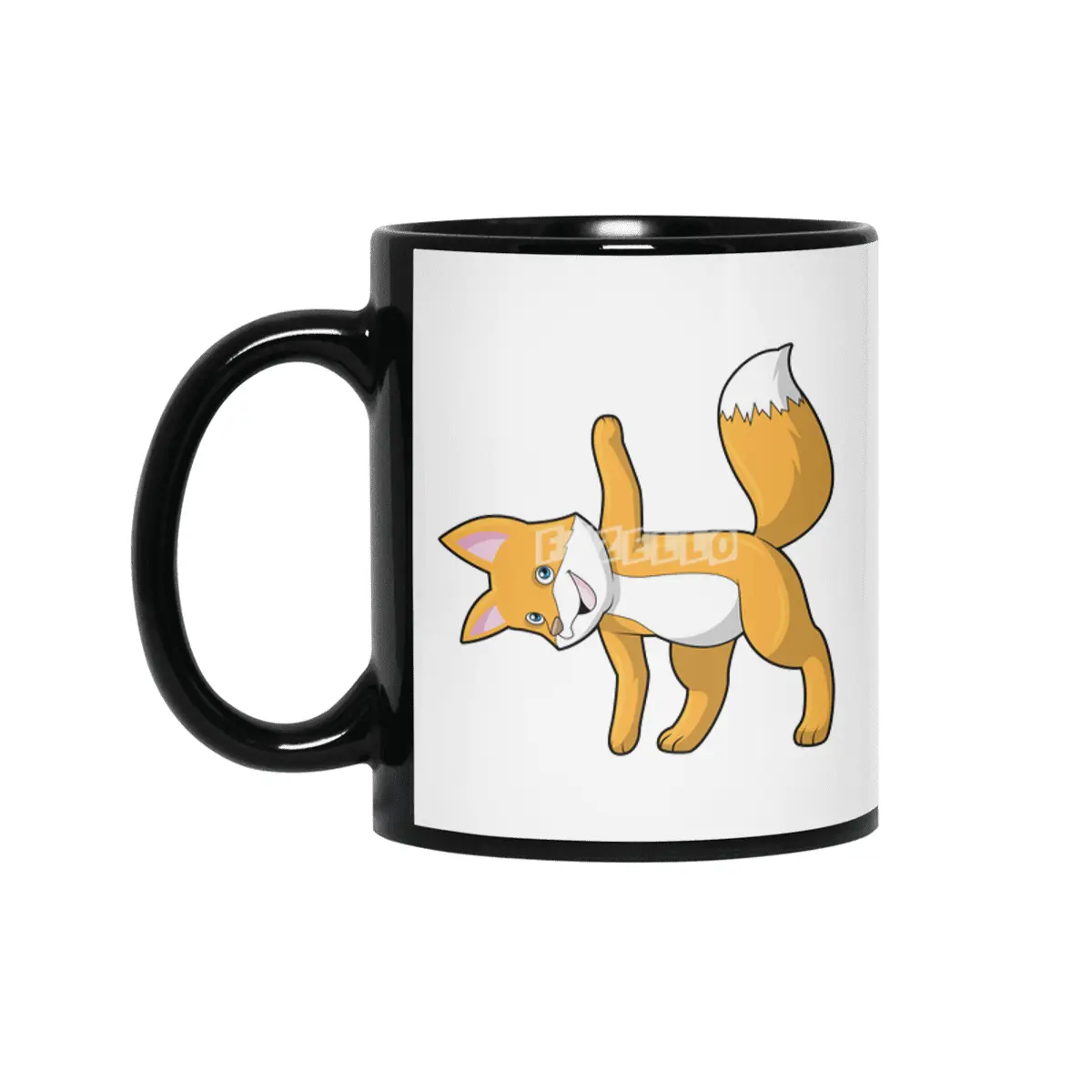 Fox at Yoga Stretching Siyah Kupa