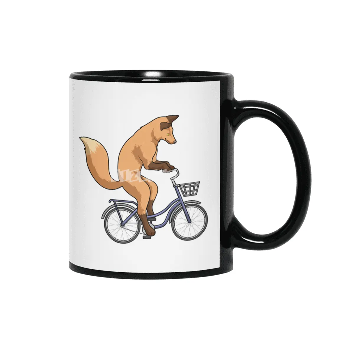 Fox with Bicycle Siyah Kupa
