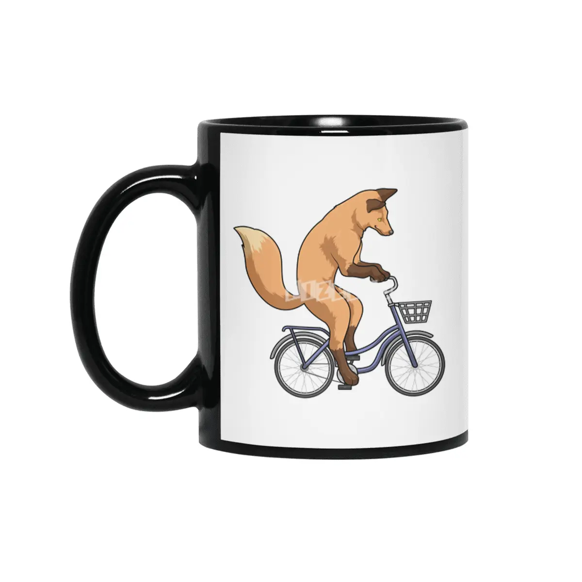 Fox with Bicycle Siyah Kupa