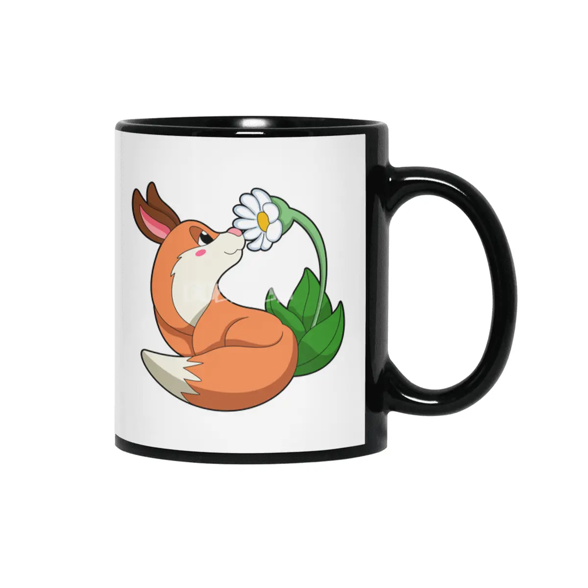 Fox with white Flower Siyah Kupa