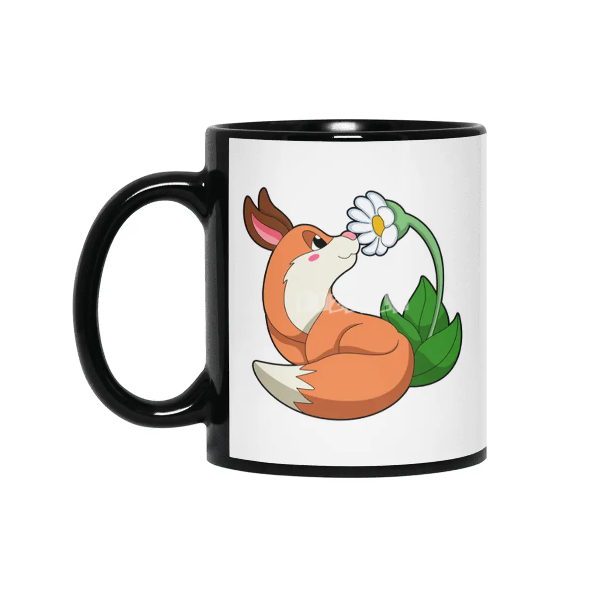 Fox with white Flower Siyah Kupa