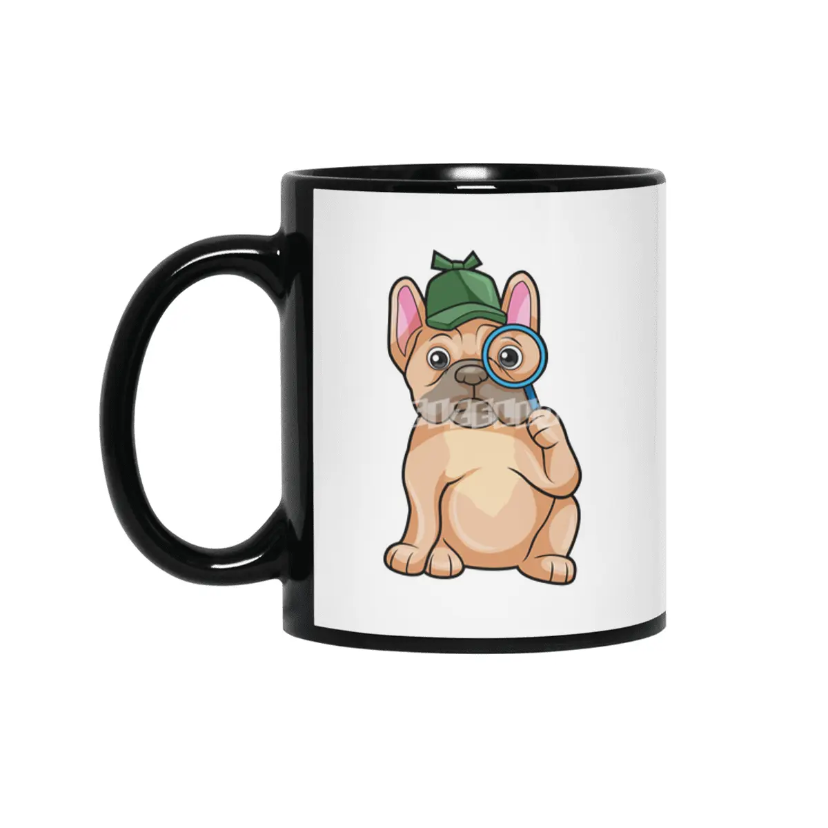 French bulldog as Detective with Magnifying glass Siyah Kupa