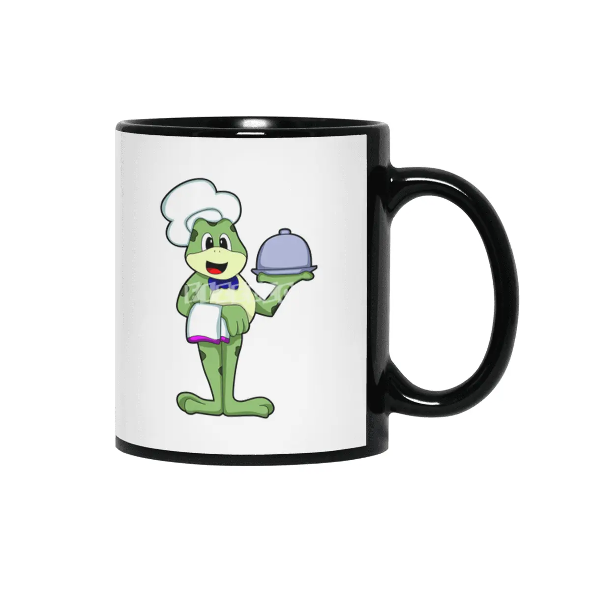 Frog as Chef with Serving plate & Chef's hat Siyah Kupa