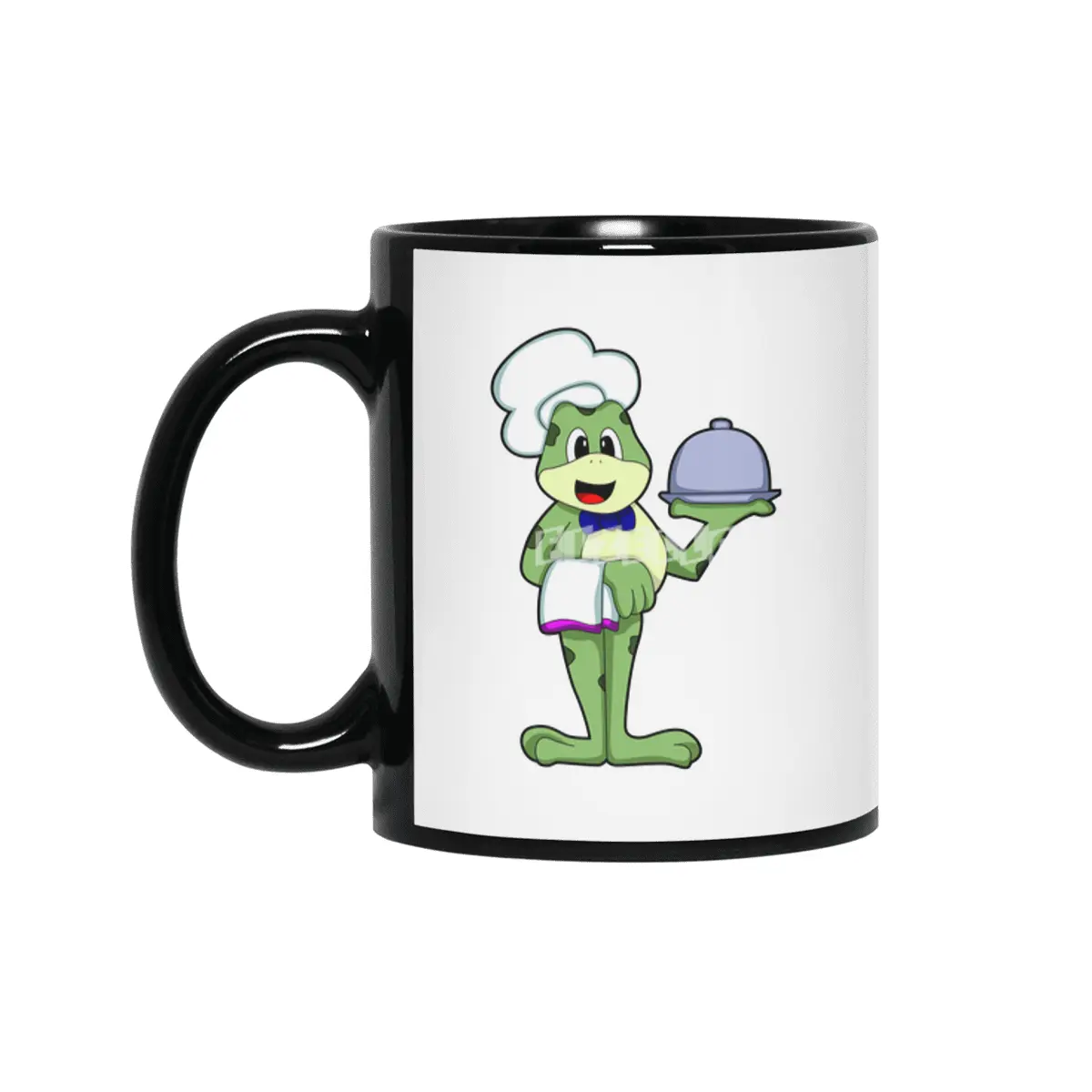 Frog as Chef with Serving plate & Chef's hat Siyah Kupa