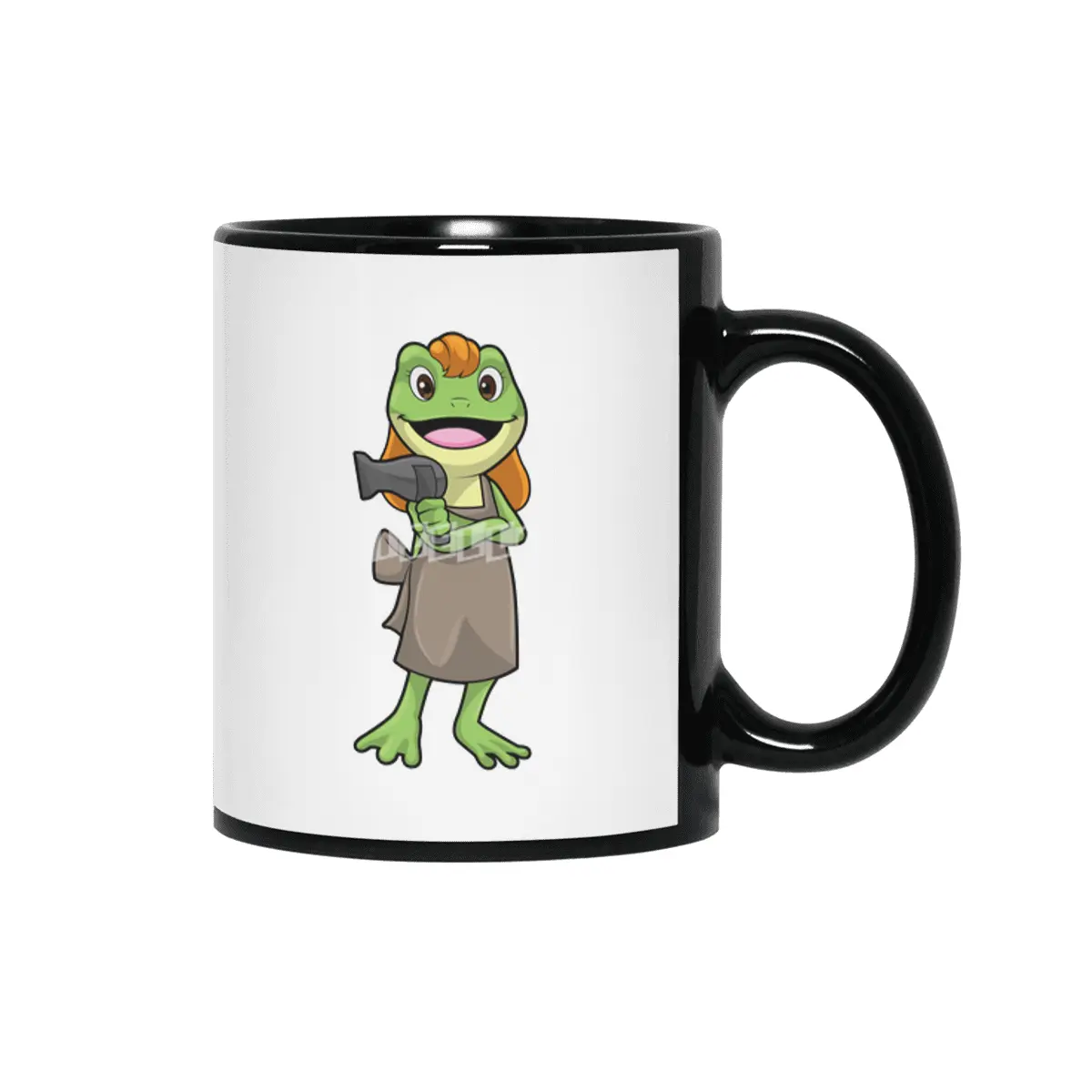 Frog as Hairdresser with Hairdryer Siyah Kupa