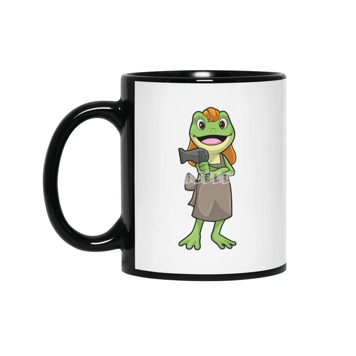 Frog as Hairdresser with Hairdryer Siyah Kupa