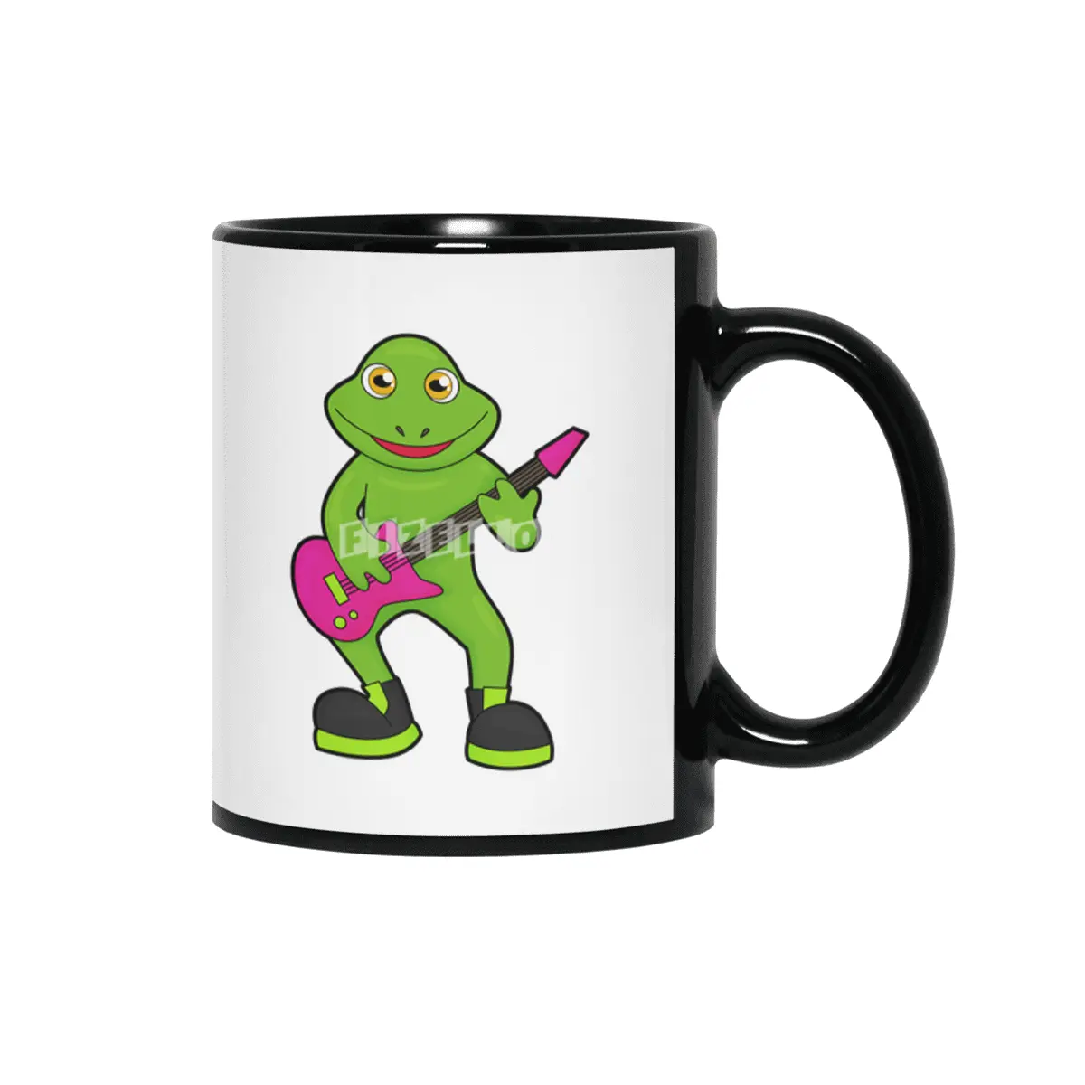 Frog as Musician with Guitar Siyah Kupa