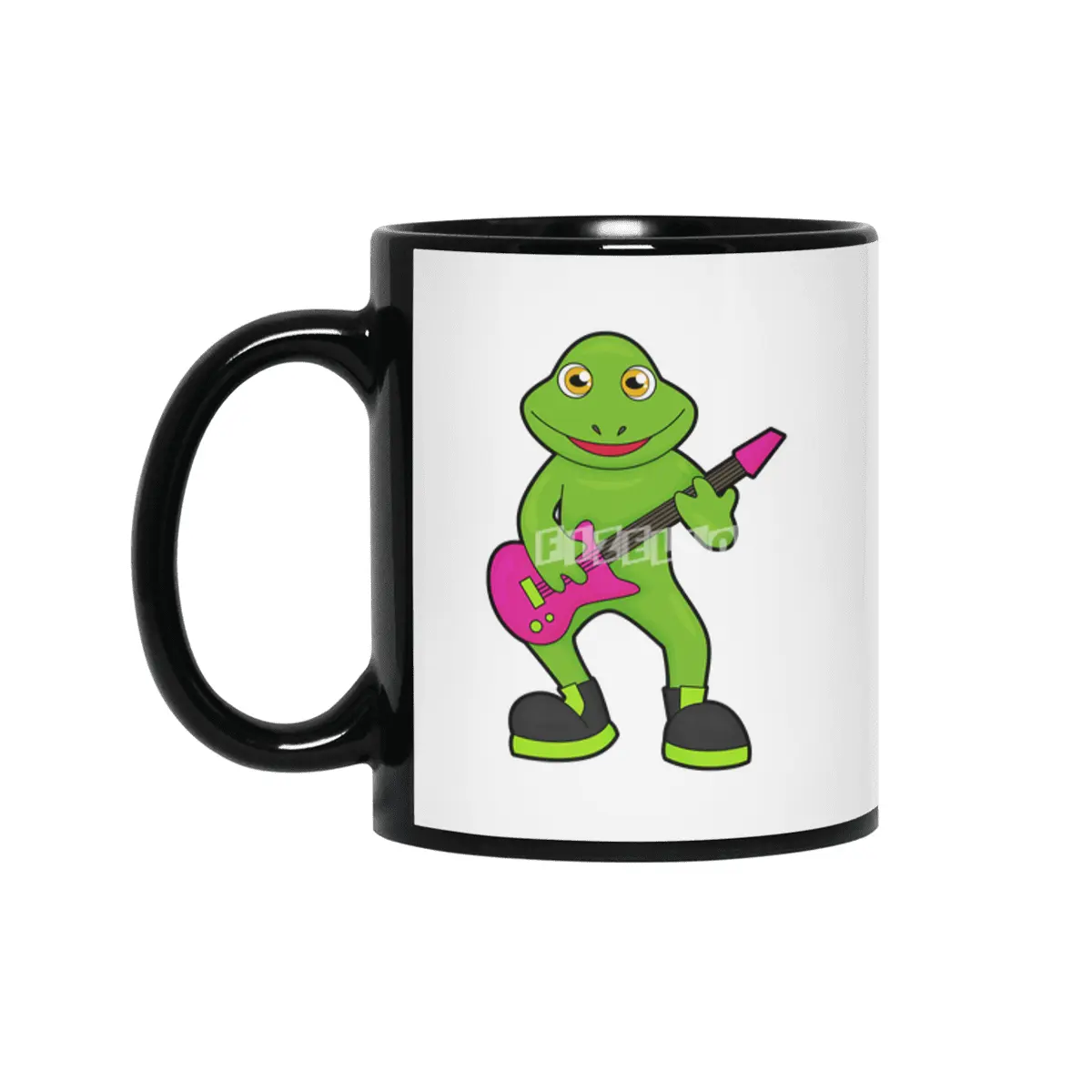 Frog as Musician with Guitar Siyah Kupa
