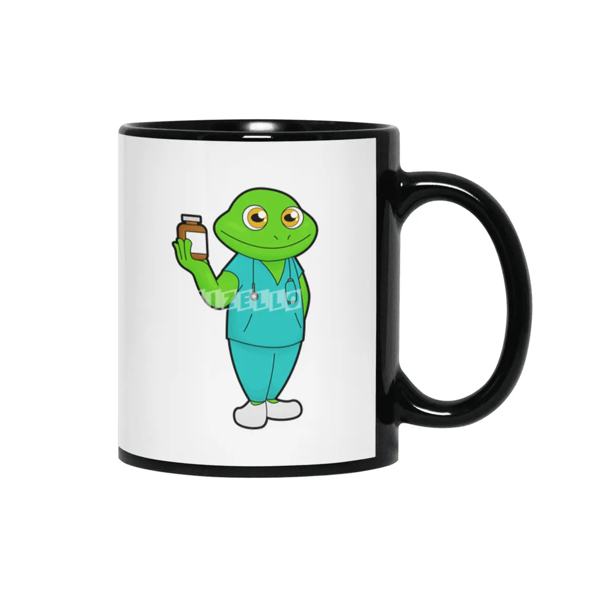 Frog as Nurse with Medicine & Stethoscope Siyah Kupa