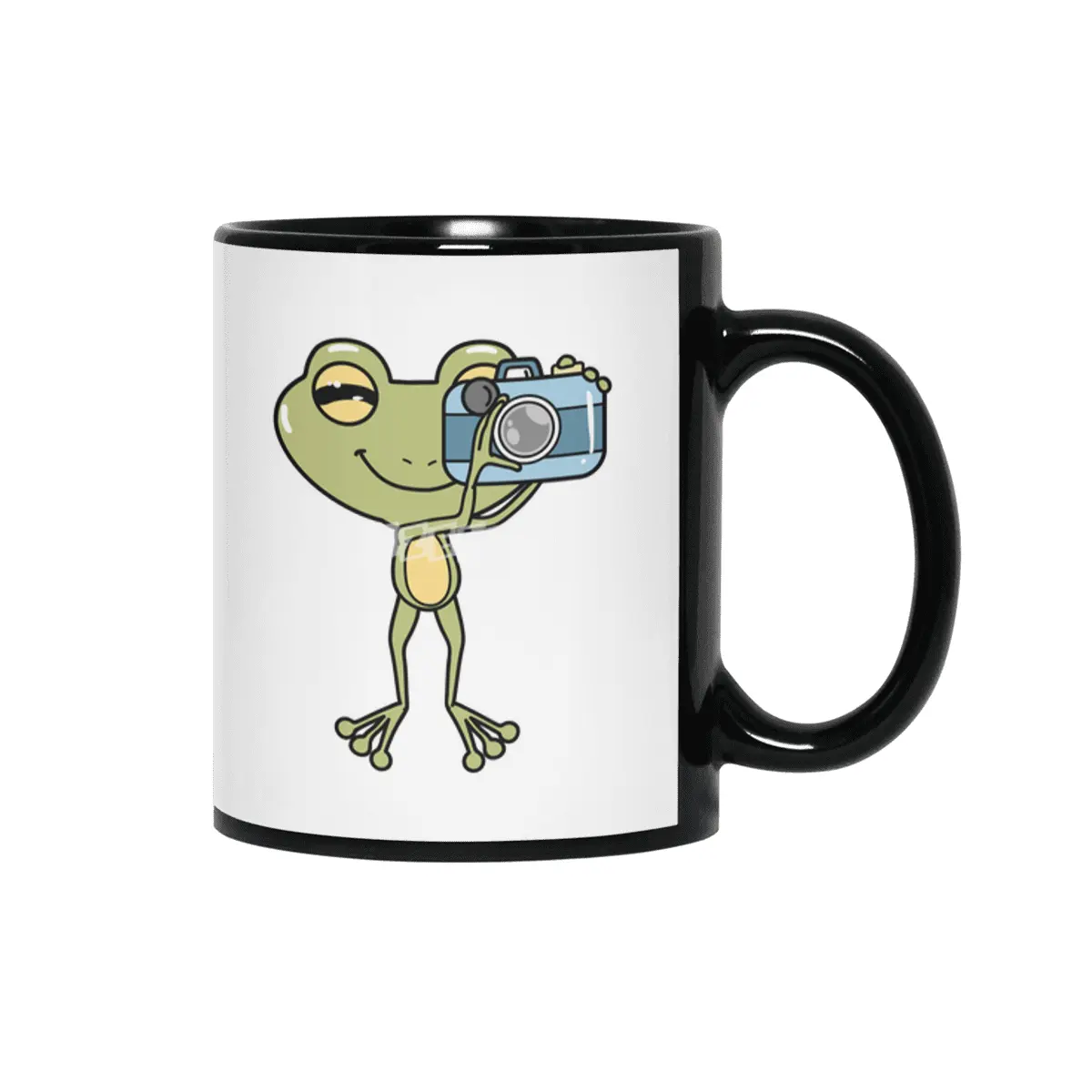Frog as Photographer with Camera Siyah Kupa