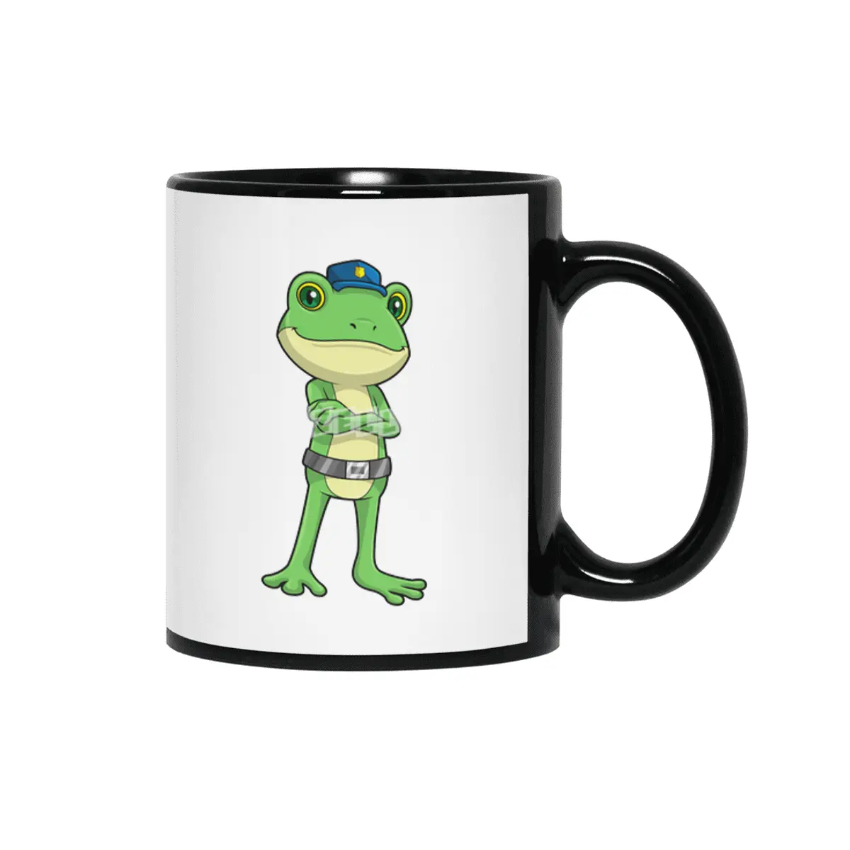 Frog as Police officer with Police hat Siyah Kupa