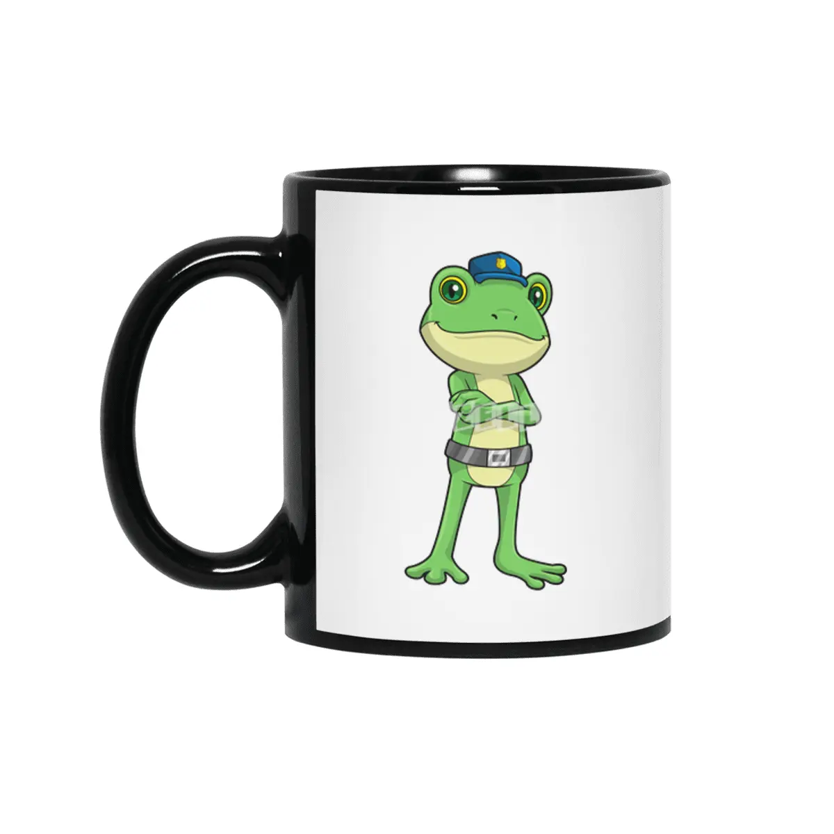 Frog as Police officer with Police hat Siyah Kupa