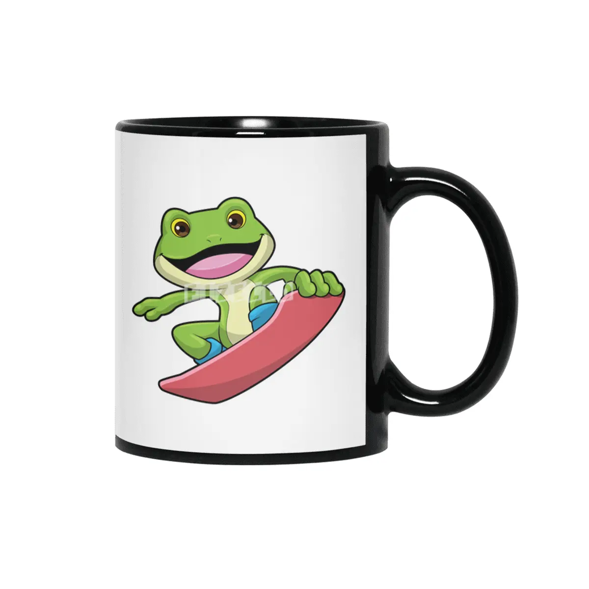 Frog as Snowboarder with Snowboard Siyah Kupa