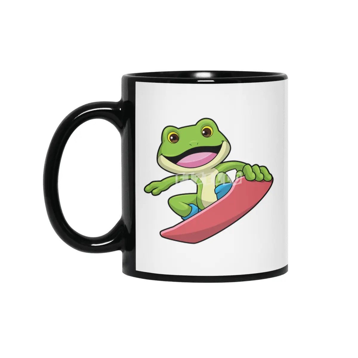 Frog as Snowboarder with Snowboard Siyah Kupa