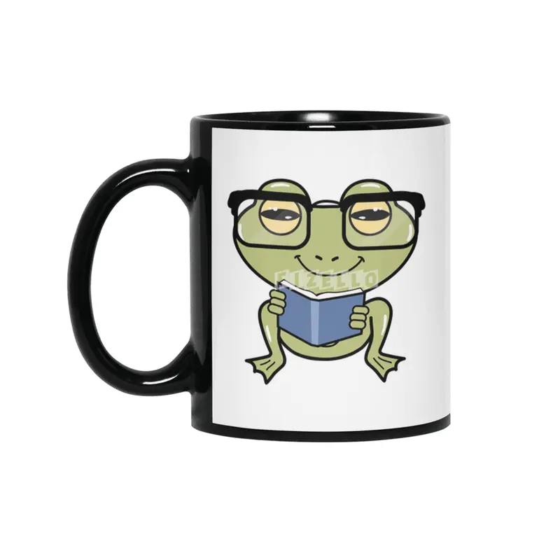 Frog as Student with Book Siyah Kupa