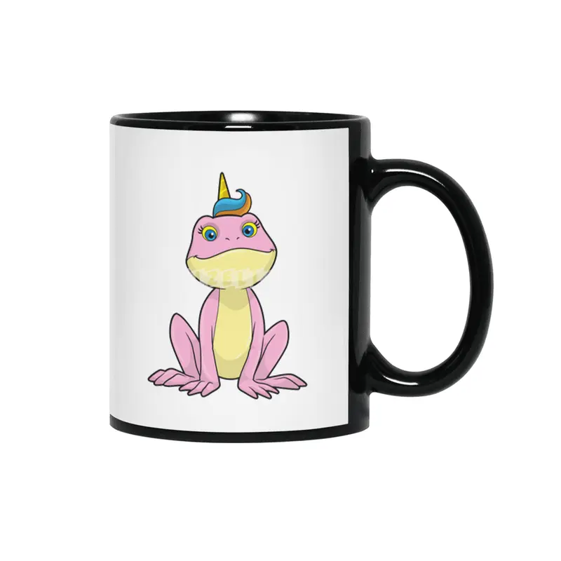 Frog as Unicorn Siyah Kupa