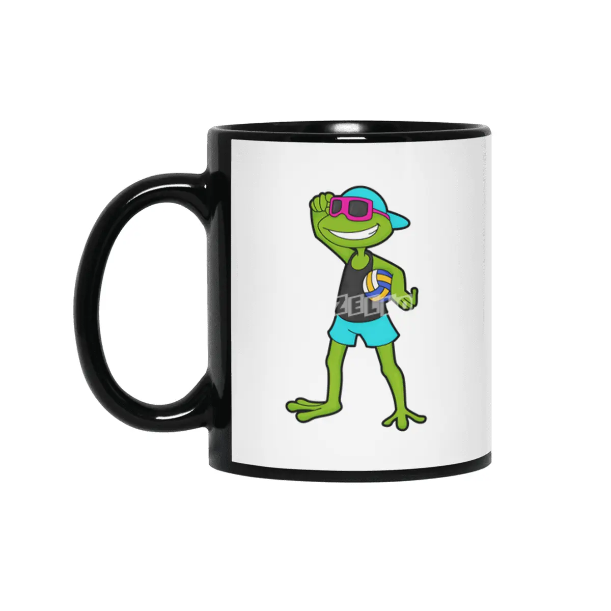 Frog as Volleyball player with Volleyball Siyah Kupa