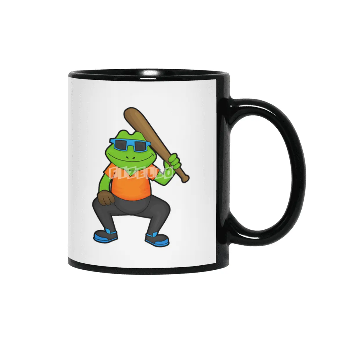 Frog at Baseball with Baseball bat & Sunglasses Siyah Kupa