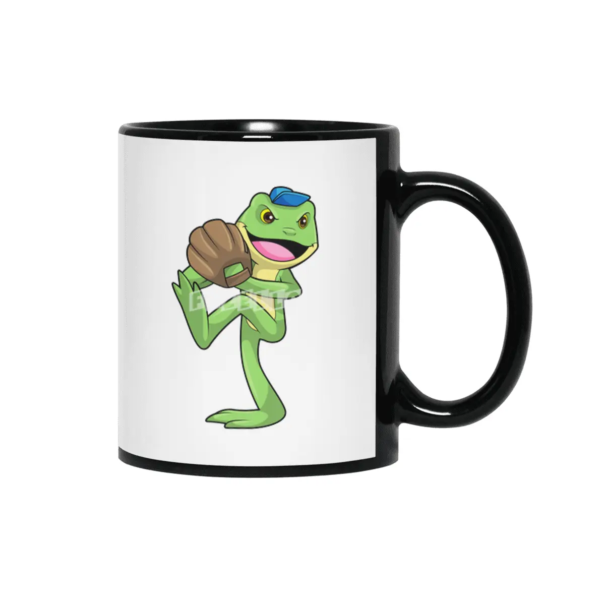 Frog at Baseball with Gloves Siyah Kupa