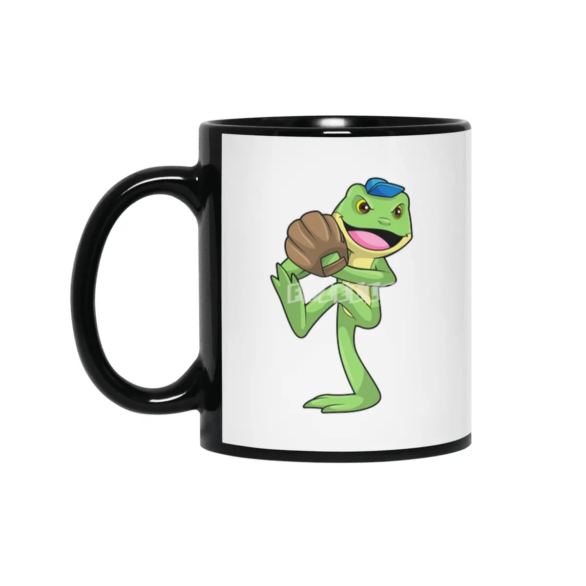 Frog at Baseball with Gloves Siyah Kupa
