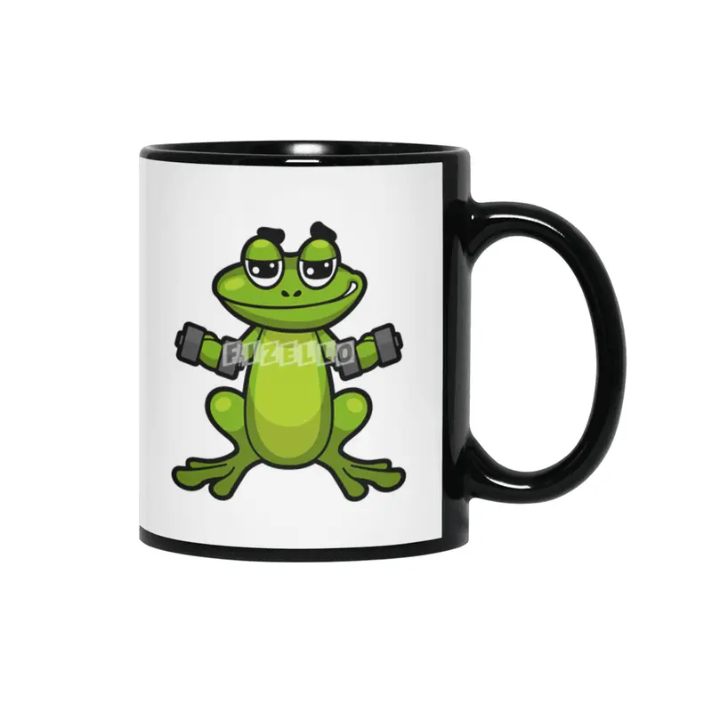 Frog at Biceps training with Dumbbells Siyah Kupa