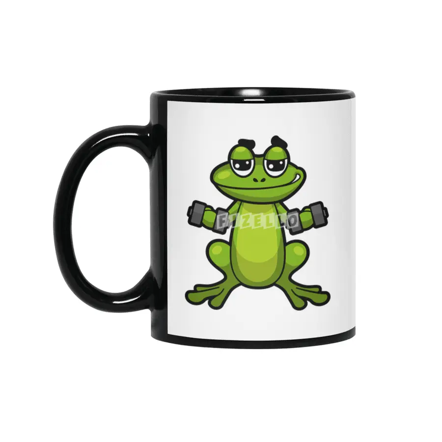 Frog at Biceps training with Dumbbells Siyah Kupa