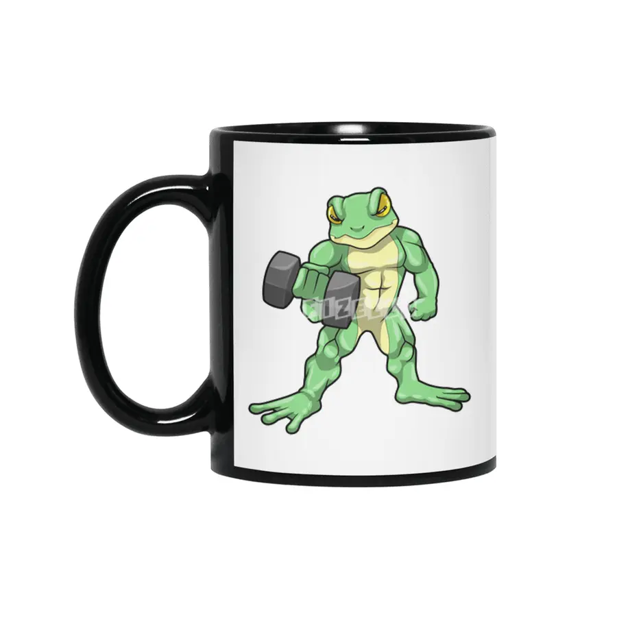 Frog at Bodybuilding with Dumbbell Siyah Kupa