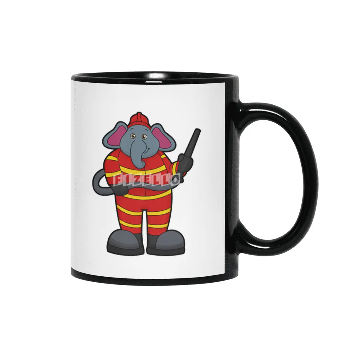 Elephant as Firefighter with Hose Siyah Kupa