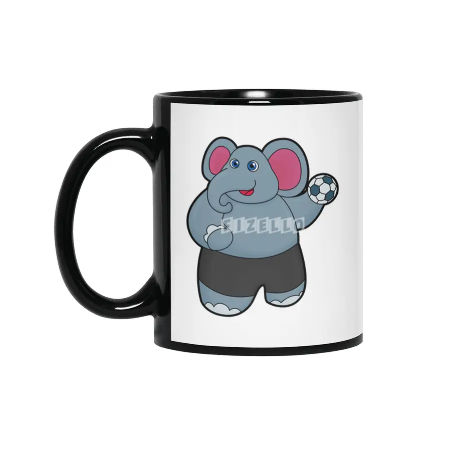Elephant as Handball player with Handball ball Siyah Kupa