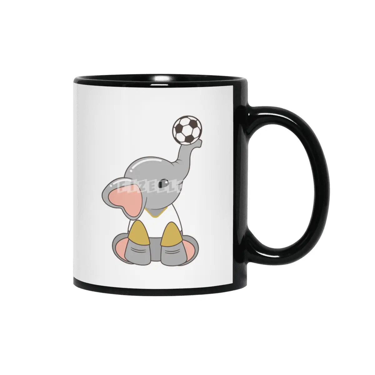 Elephant as Soccer player with Soccer ball Siyah Kupa