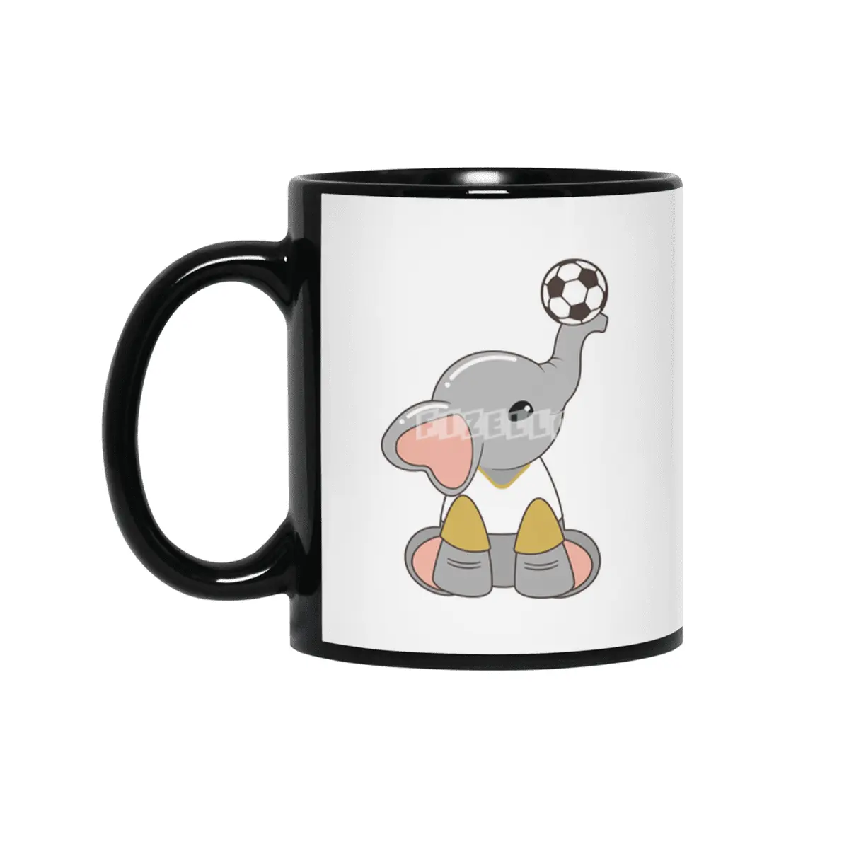 Elephant as Soccer player with Soccer ball Siyah Kupa