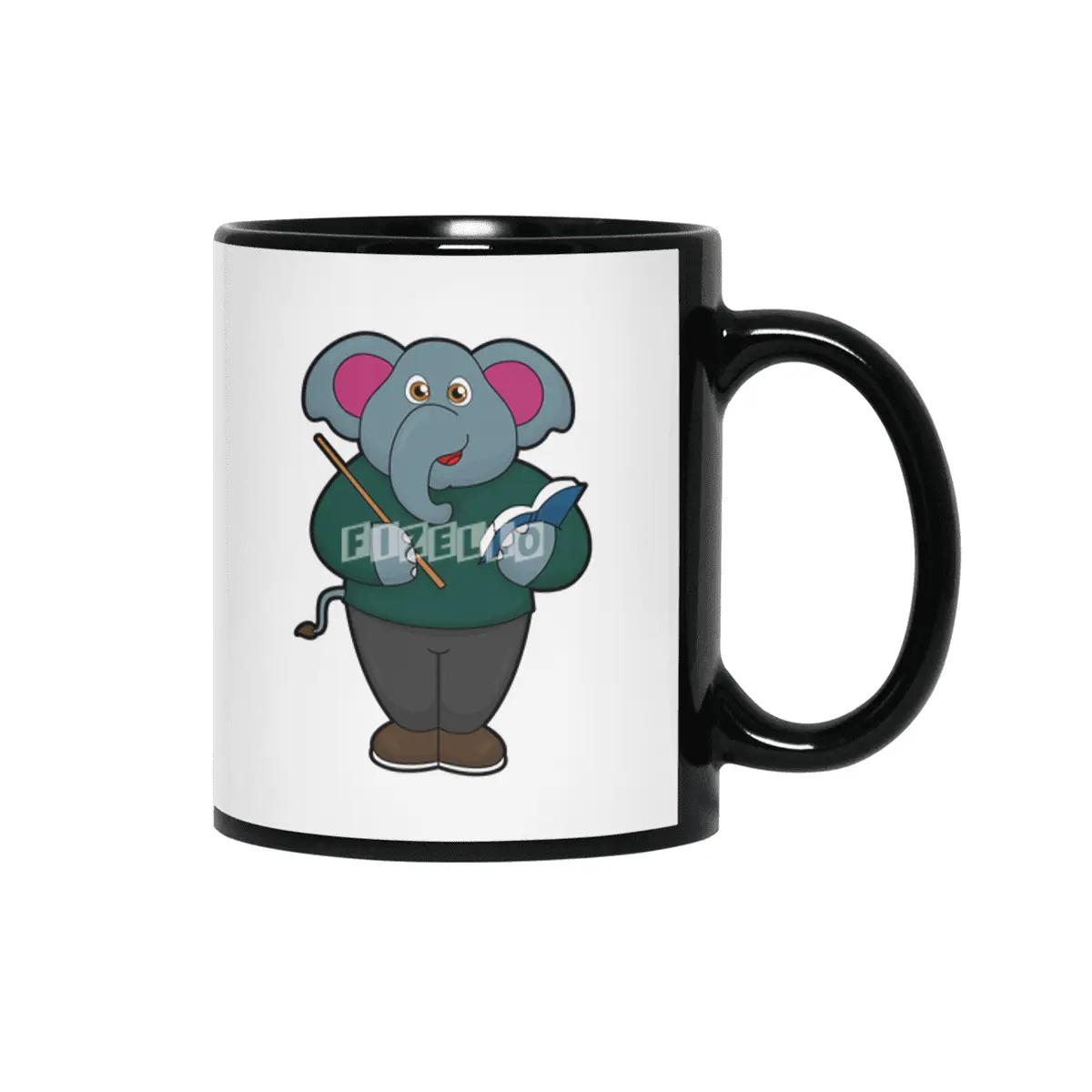 Elephant as Teacher with Book & Pointer Siyah Kupa