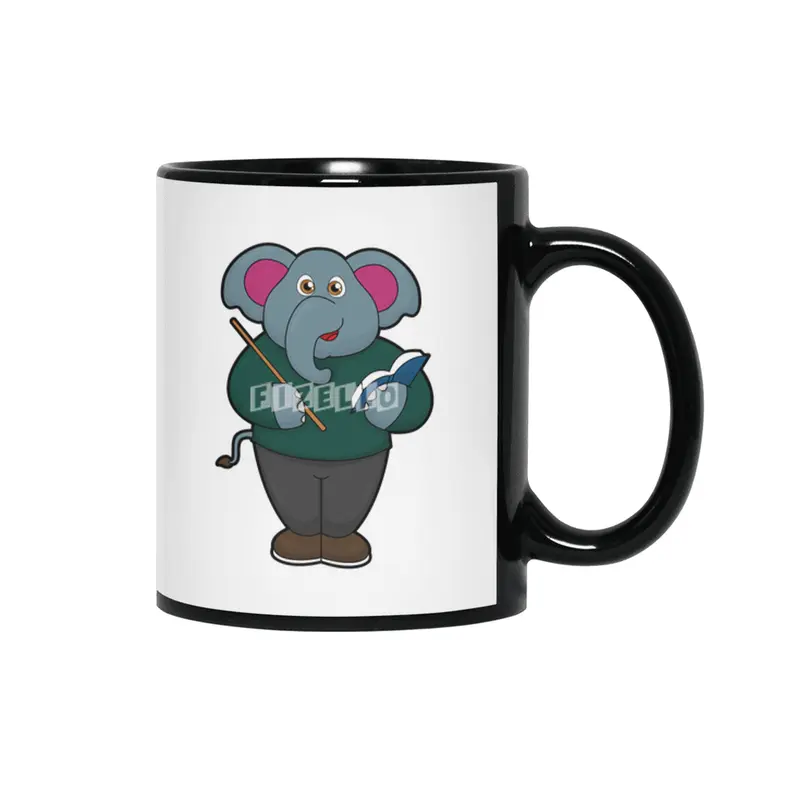 Elephant as Teacher with Book & Pointer Siyah Kupa
