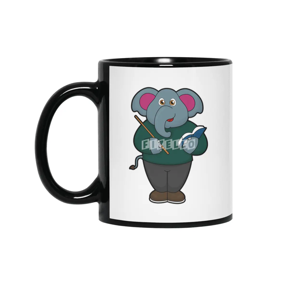 Elephant as Teacher with Book & Pointer Siyah Kupa