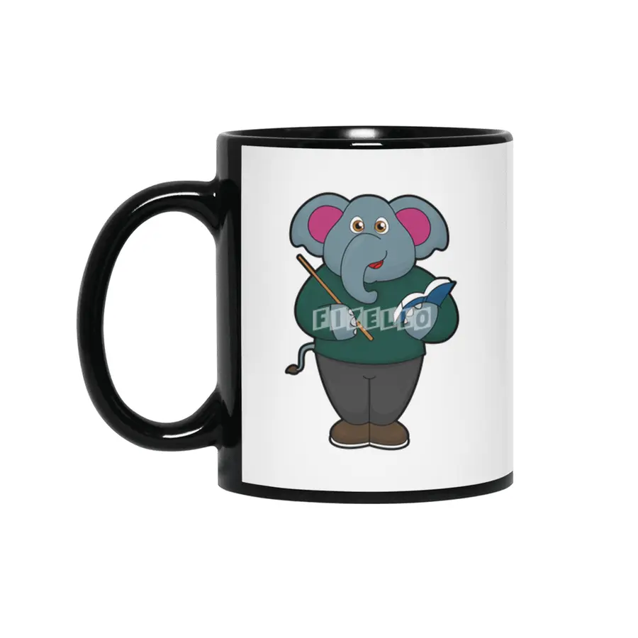 Elephant as Teacher with Book & Pointer Siyah Kupa