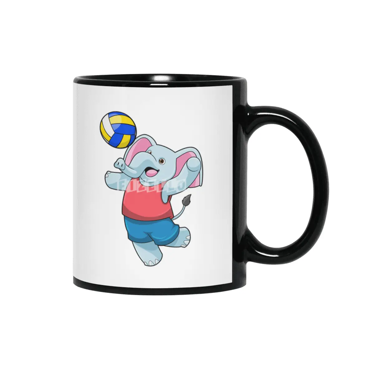 Elephant as Volleyball player with Volleyball Siyah Kupa