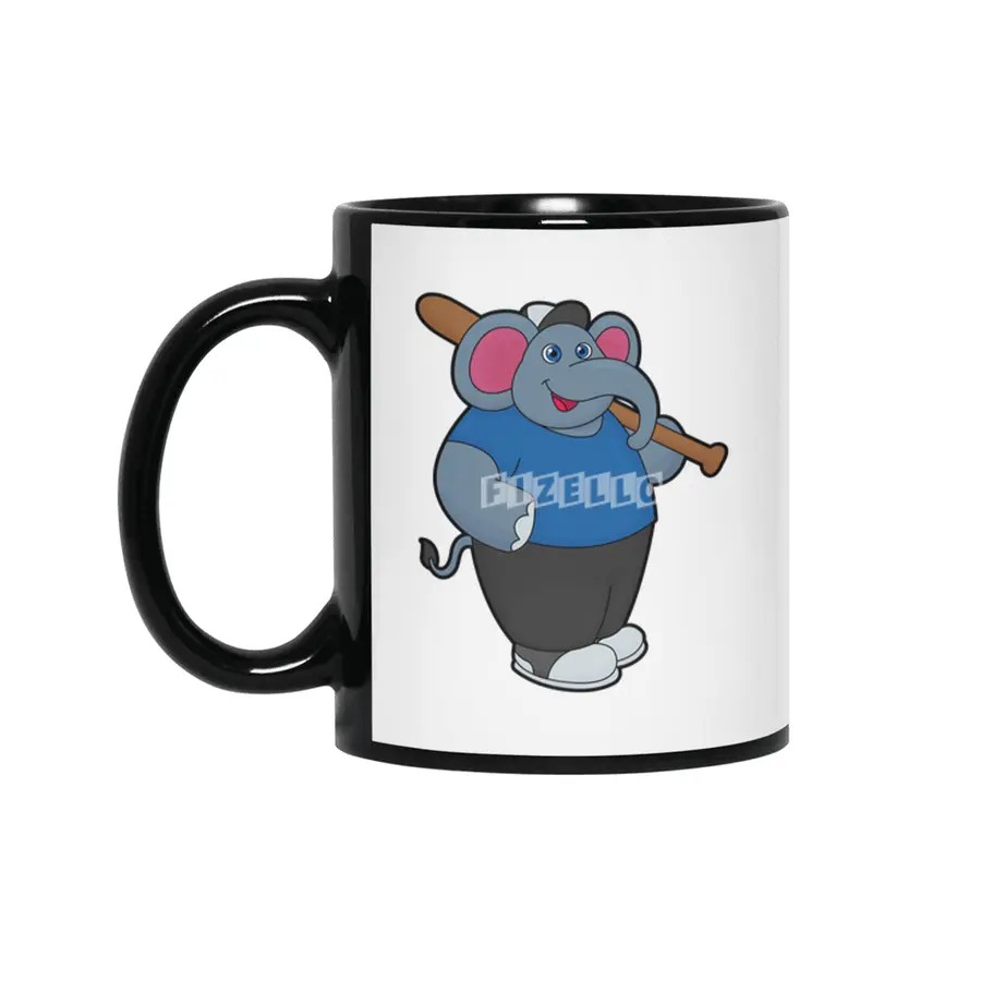 Elephant at Baseball with Baseball bat Siyah Kupa
