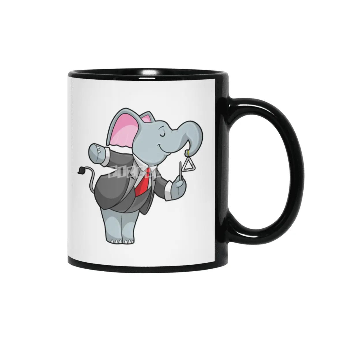 Elephant at Music with Triangle Siyah Kupa
