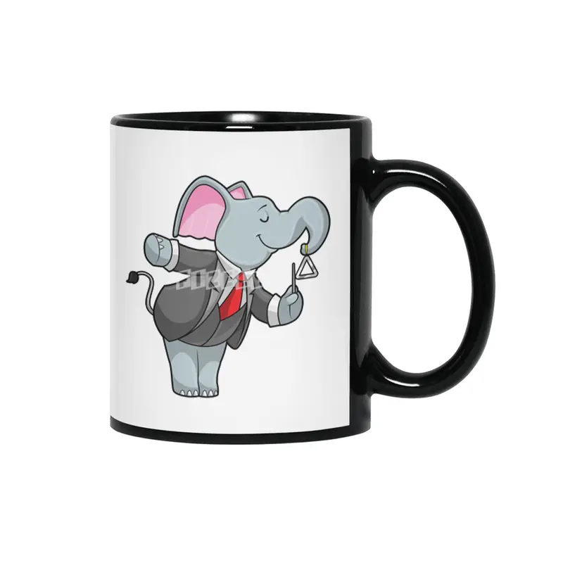 Elephant at Music with Triangle Siyah Kupa