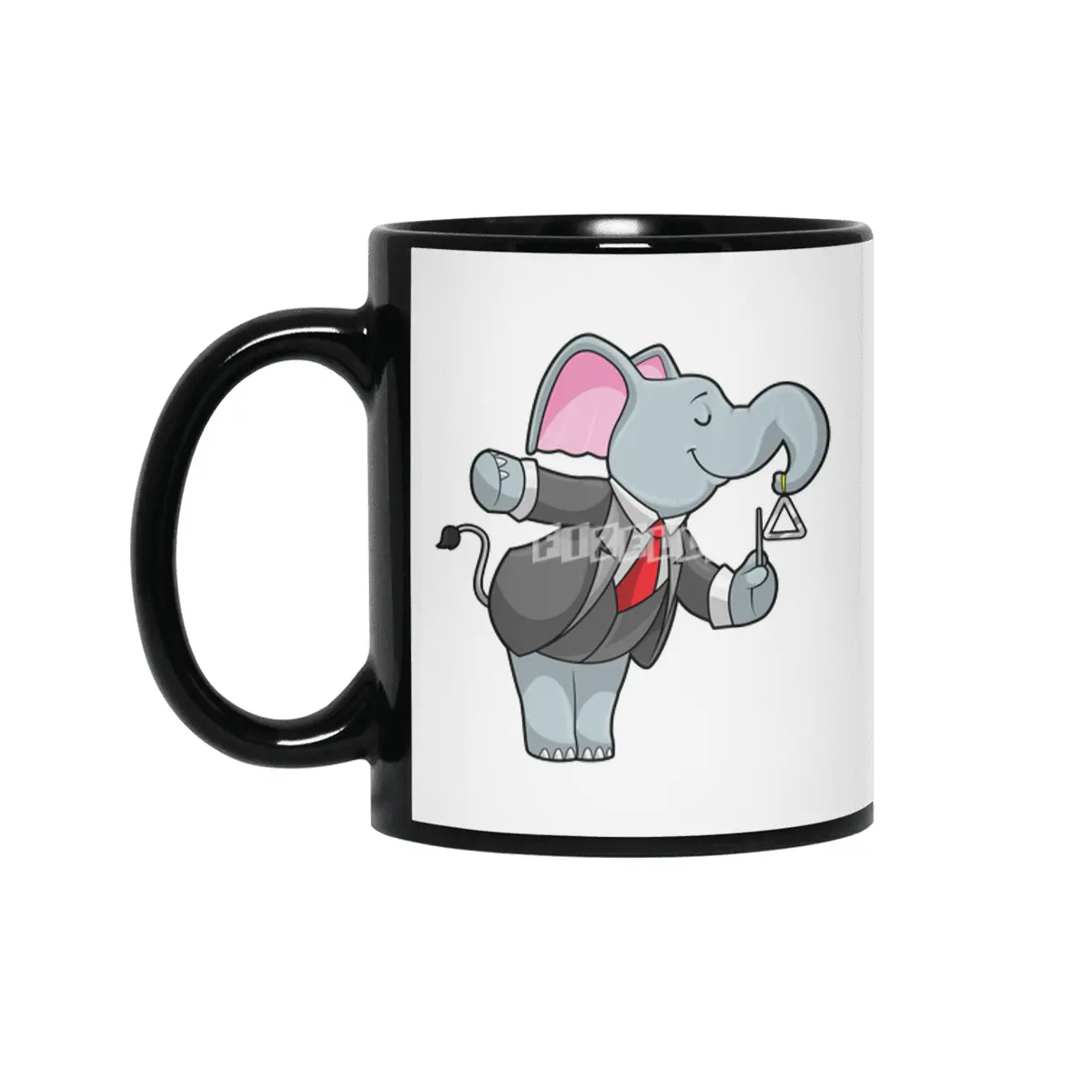 Elephant at Music with Triangle Siyah Kupa