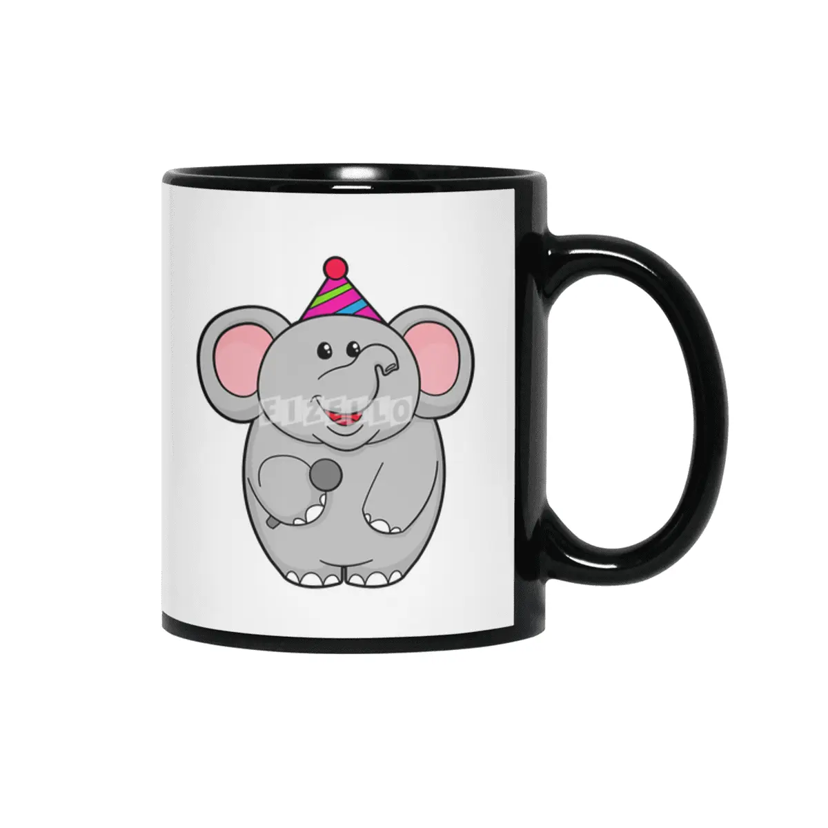 Elephant at Party with Microphone Siyah Kupa