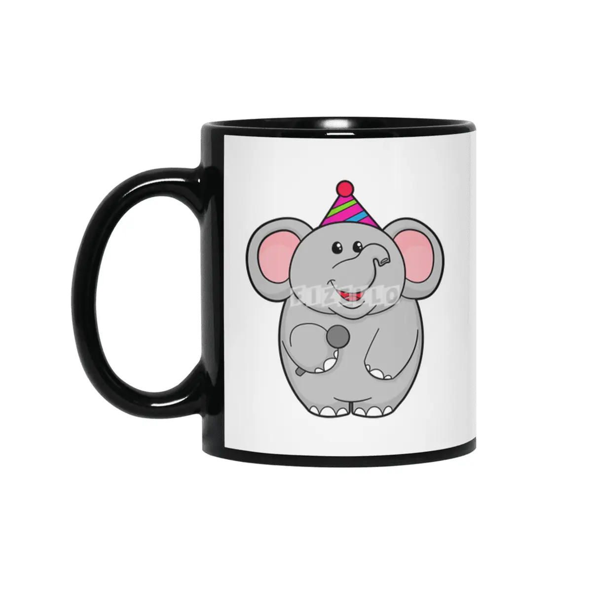 Elephant at Party with Microphone Siyah Kupa