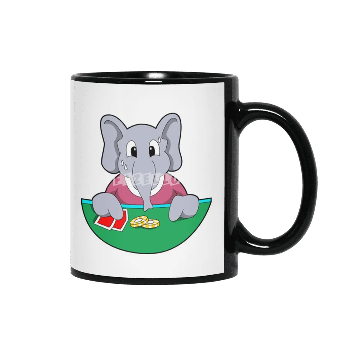 Elephant at Poker with Cards Siyah Kupa