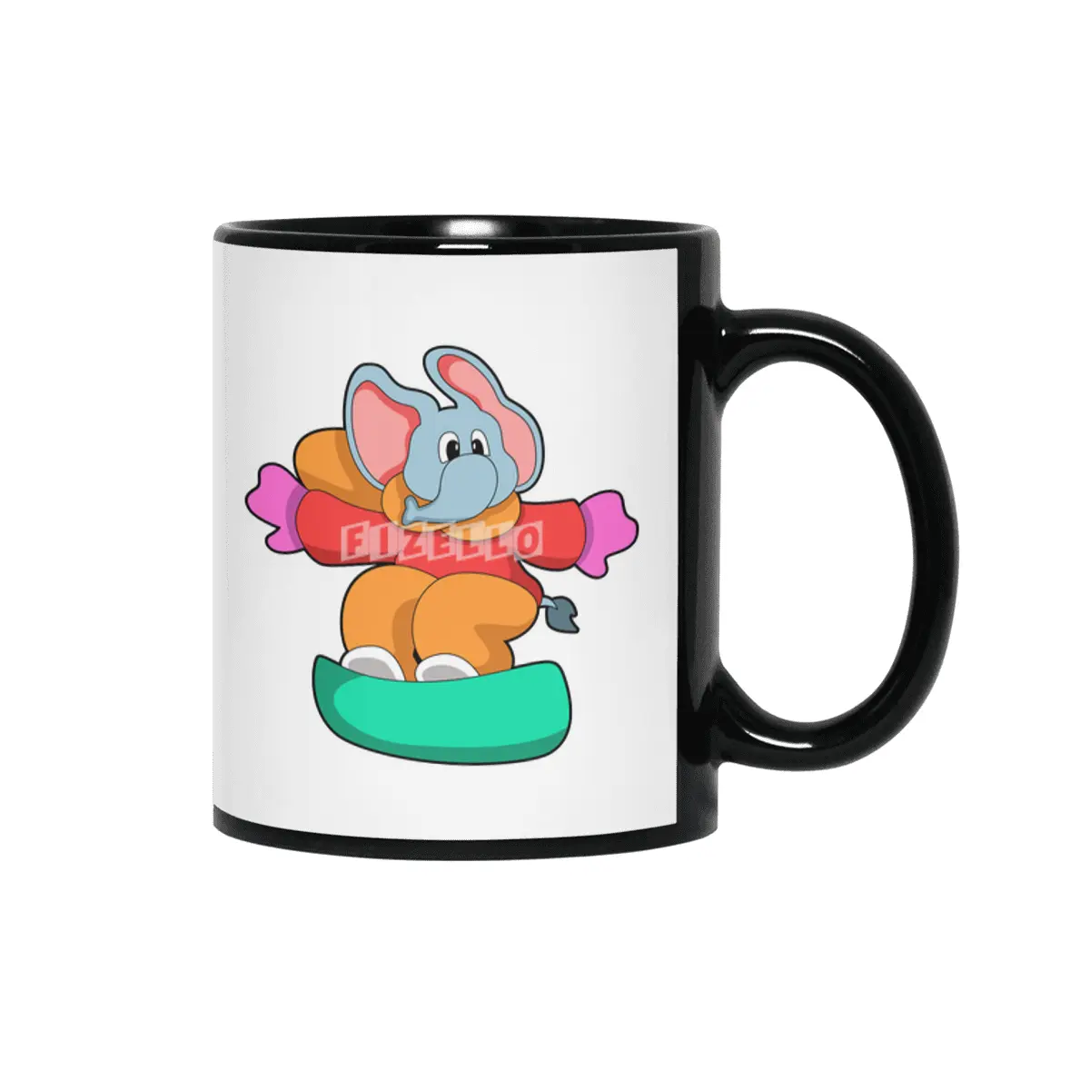Elephant at Snowboarding with Snowboard Siyah Kupa